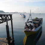 Notre bateau accosté au quai de Komodo